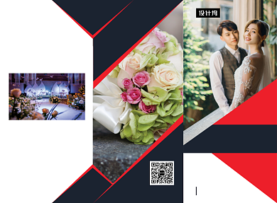 红黑时尚婚庆婚礼三折页模板背景