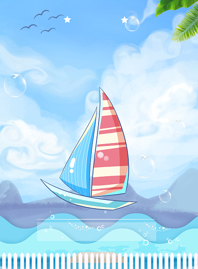 国际航海日帆船海洋大海印刷海报背景