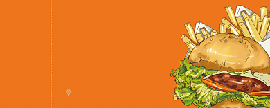 橙色美味汉堡优惠券背景