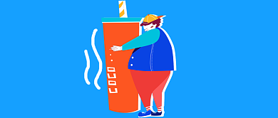 蓝色卡通减肥吐槽公众号首图背景