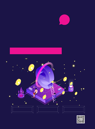 蓝色卡通时尚区块链虚拟货币海报背景