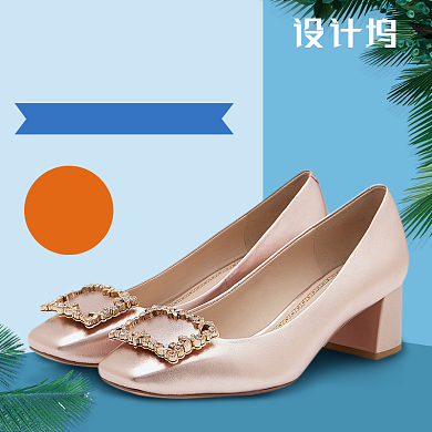 清新蓝色立夏鞋类促销淘宝天猫主图背景