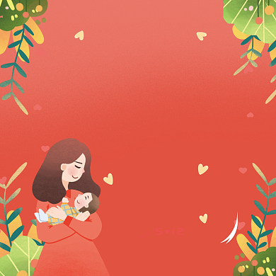 手绘插画母亲节贺卡模板背景