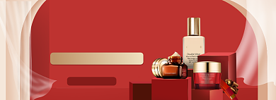 618美妆护肤彩妆红色盛典大促背景