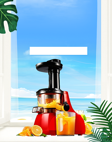 清新夏日家用电器榨汁机海报背景