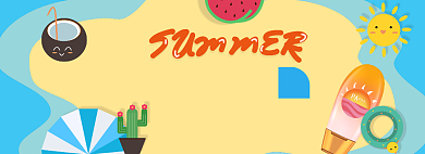 夏日防晒护肤海边清新活动banner背景