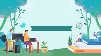 编程培训手绘插画手机横图背景