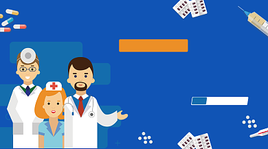 专业医疗蓝色插画手机横图背景