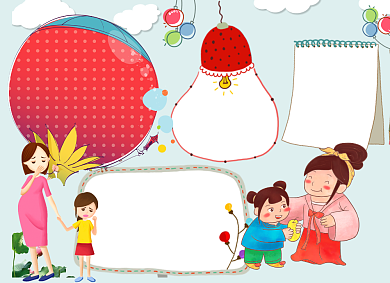 清新卡通亲子电子手抄报背景