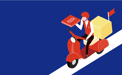 蓝色卡通订餐卡名片背景