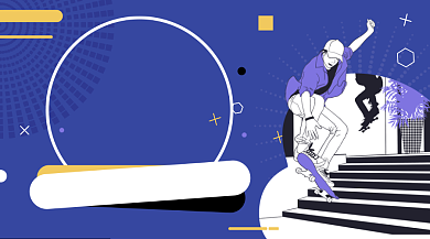 极限滑板训练营创意插画手机横图背景