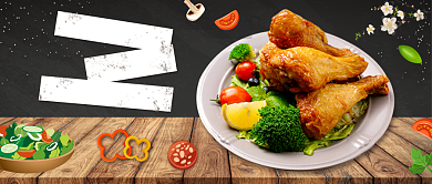 黑色创意美食促销活动公众号首图背景