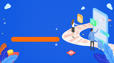 基金投资理财蓝色插画手机横图背景