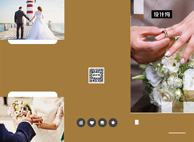 咖色高端定制婚庆摄影三折页模板背景