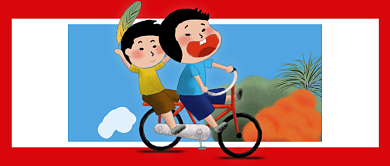 红色卡通六一儿童节公众号首图背景