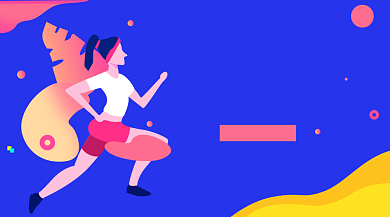 健身燃脂手绘插画手机横图背景