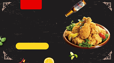 韩式炸鸡美食黑色简约手机横图背景