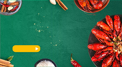 麻辣小龙虾美食绿色简约手机横图背景