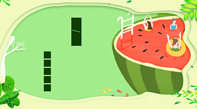 夏至绿色手绘风横版手机海报背景