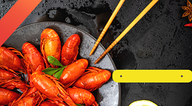麻辣小龙虾美食黑色简约手机横图背景