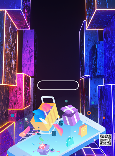 霓虹灯潮生活节宣传促销印刷海报背景