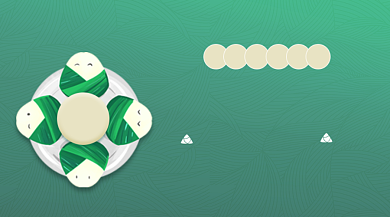 端午吃粽子绿色简约手机横图背景