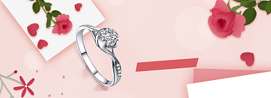 粉色调520精美钻戒促销banner背景