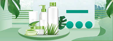 美妆春季上新海报banner背景