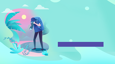 旅游探险攻略手绘插画手机横图背景