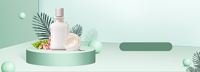 简约化妆品五一促销banner背景