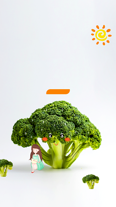 时尚简约素食日手机海报背景