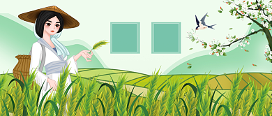 手绘插画小满节气公众号首图背景