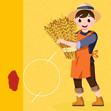 芒种时节橙色卡通插画公众号次图背景