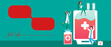 世界献血者日青色卡通新媒体配图背景