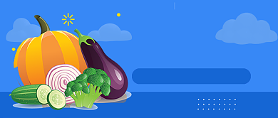 健康素食日蓝色卡通公众号首图背景