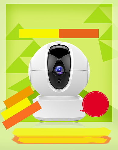 绿色监控摄像头促销海报背景