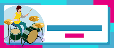 蓝色卡通架子鼓暑假班招生公众号首图背景