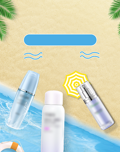 夏日水嫩肤补水保湿防晒护肤美妆海报背景