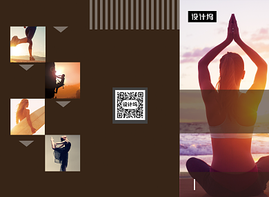 高端大气咖色健身会所三折页模板背景