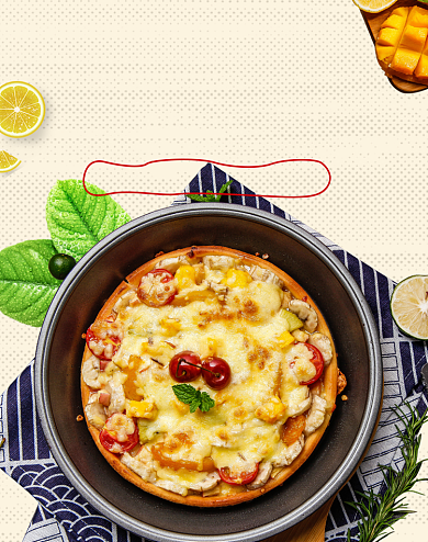 创意美食零食披萨海报背景