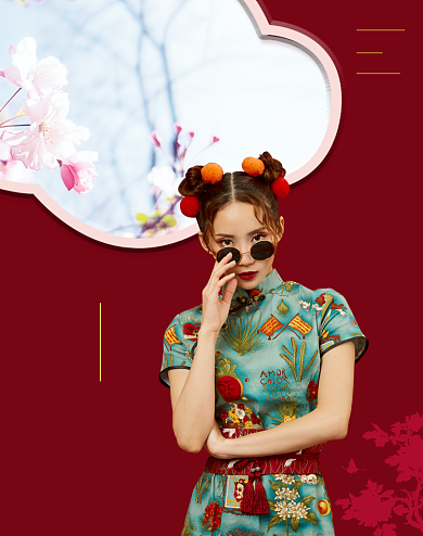 2020夏季新风尚红色美妆海报背景