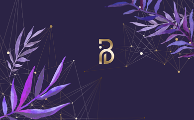 紫黑色美容植物名片背景