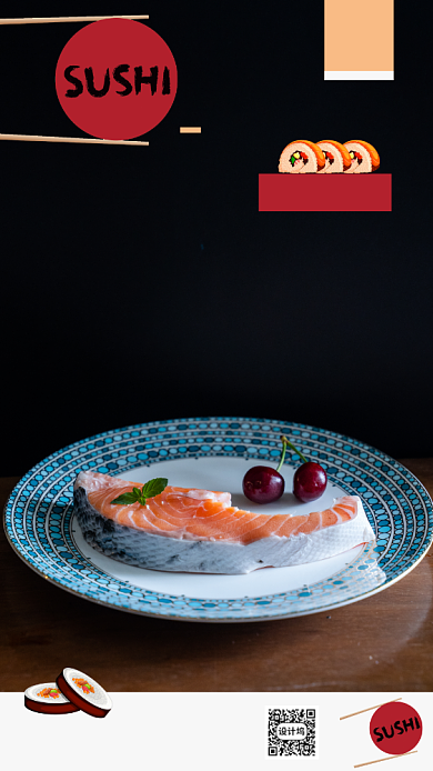 日式料理美食寿司手机海报背景