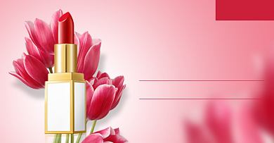 浅色简约口红钻展美妆电商钻展模板背景