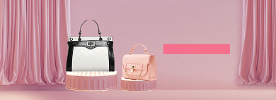 粉色调立夏女包促销banner背景