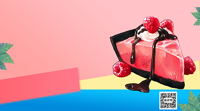 甜品草莓蛋糕上新手机横版海报背景