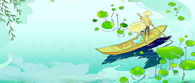 小暑节气绿色卡通新媒体配图背景