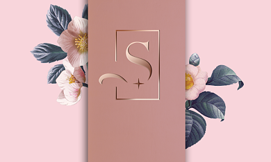 粉色植物名片模板背景