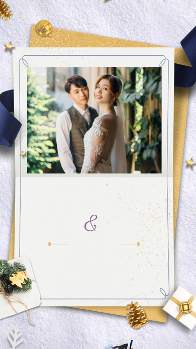 婚礼贺卡清新照片邀请函背景