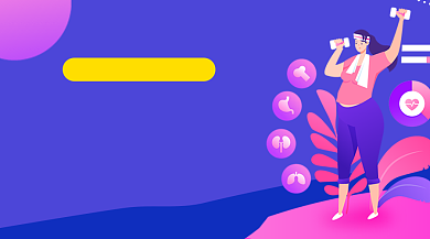 健身直播课紫色卡通课程封面背景